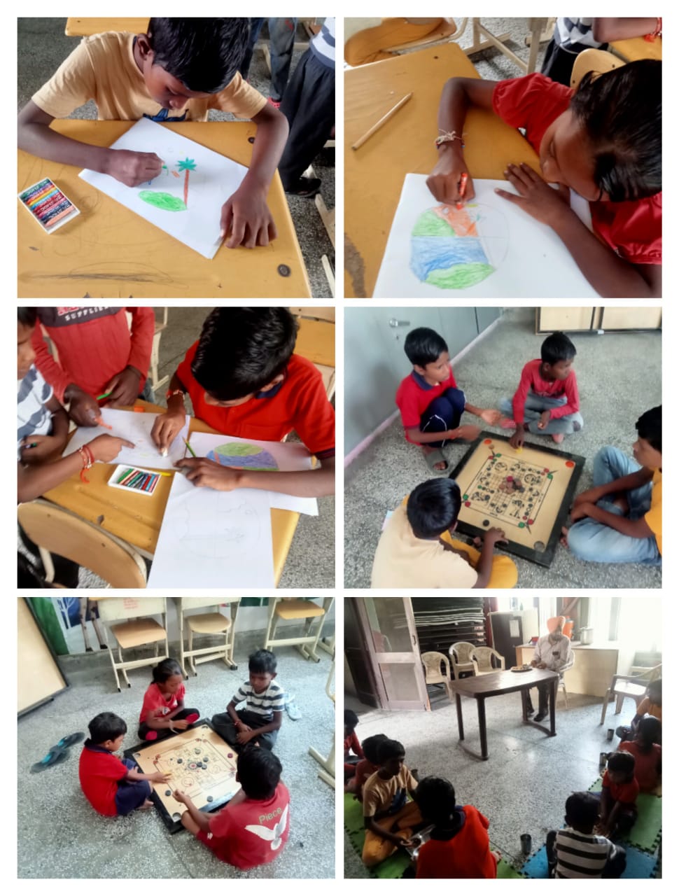 Children engaged in activities at the Open Shelter Home